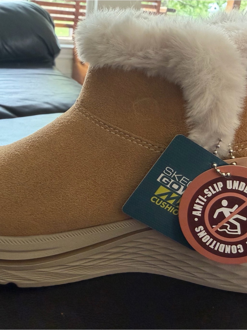Skechers Camel Tan Faux Fur Trim Slip-On Bootie